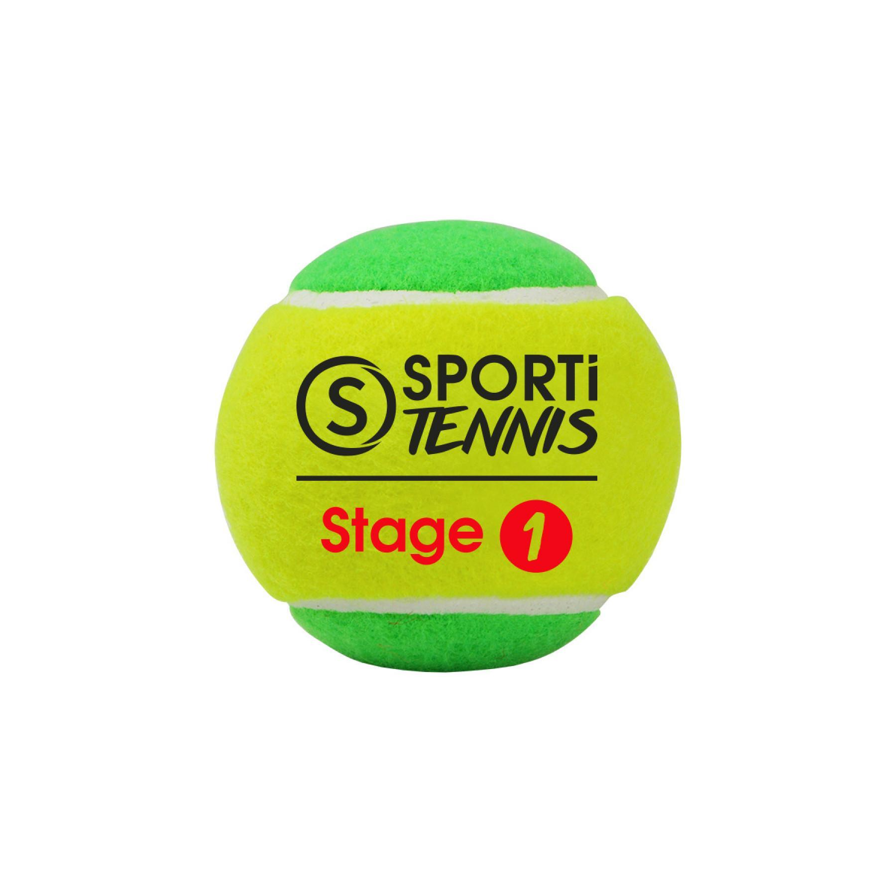 Confezione da 3 palline da tennis stage 1 Sporti