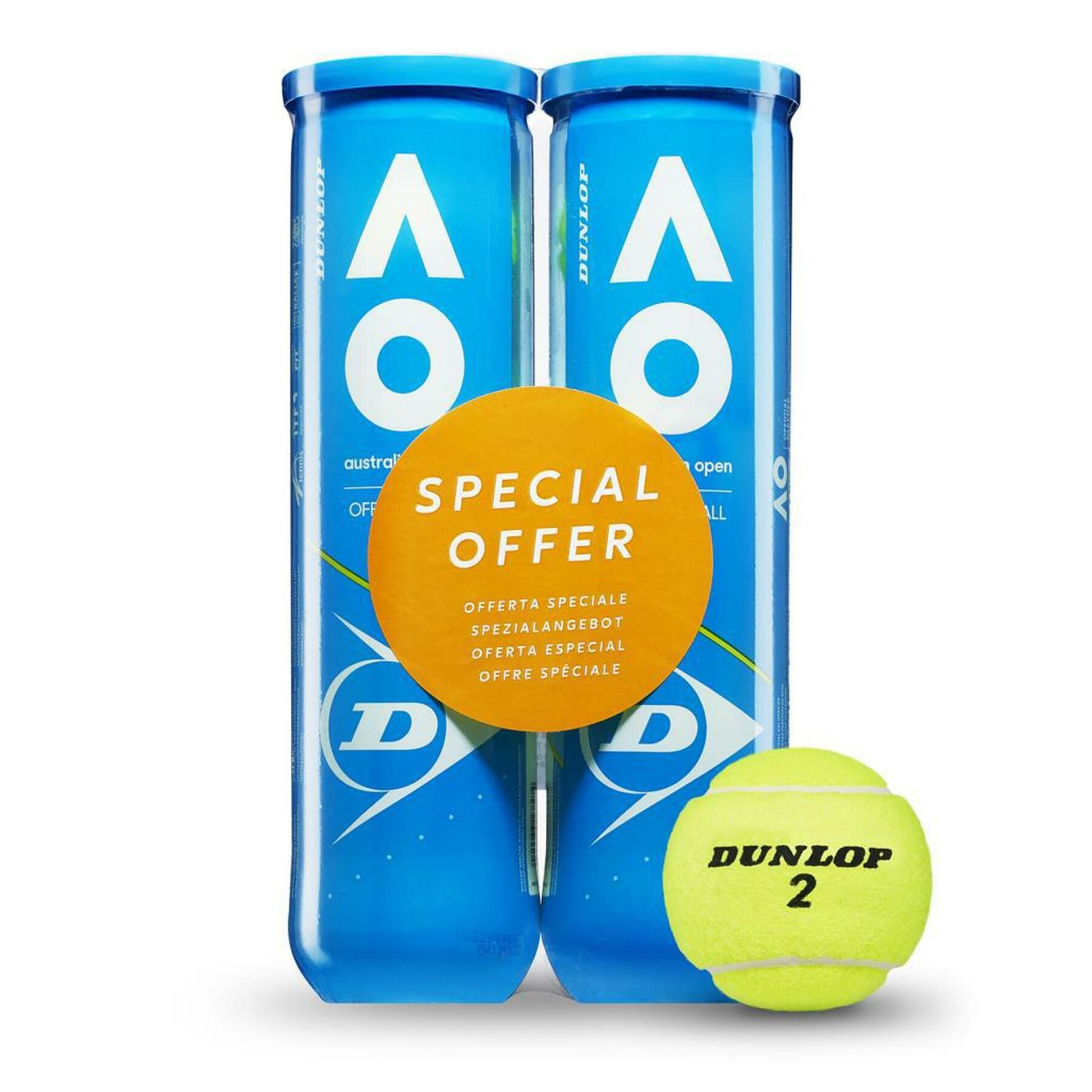 2 set di 4 palline da tennis Dunlop australian open