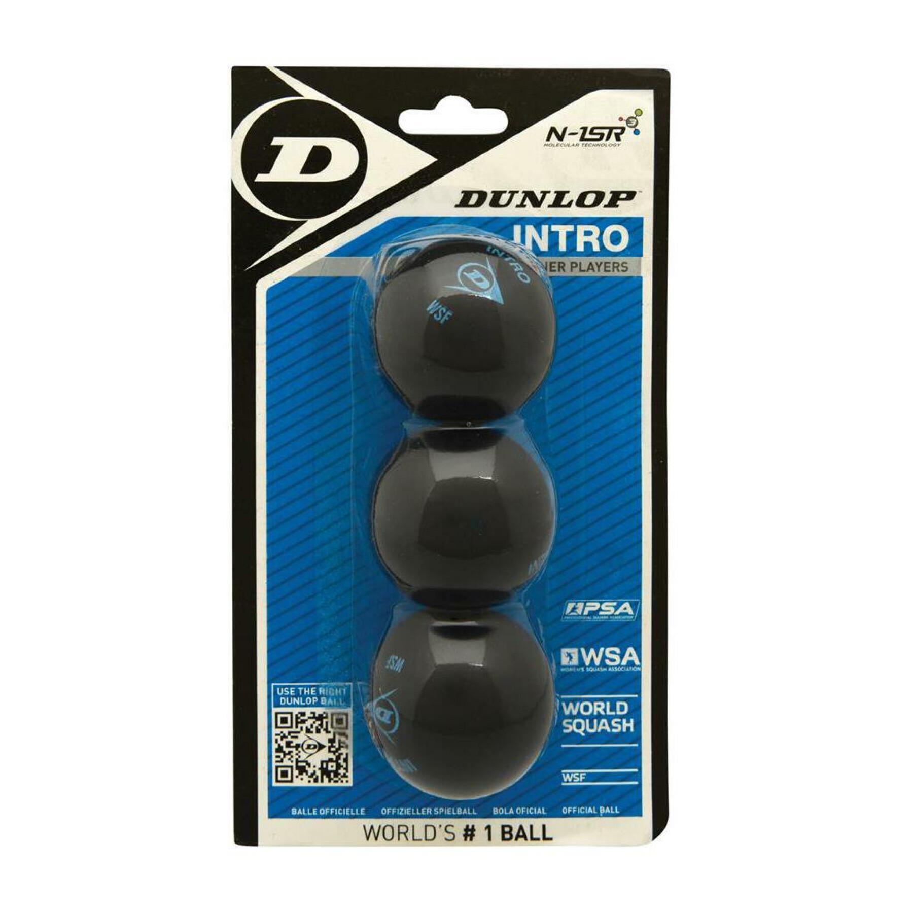 Set di 3 palle da squash Dunlop intro blister