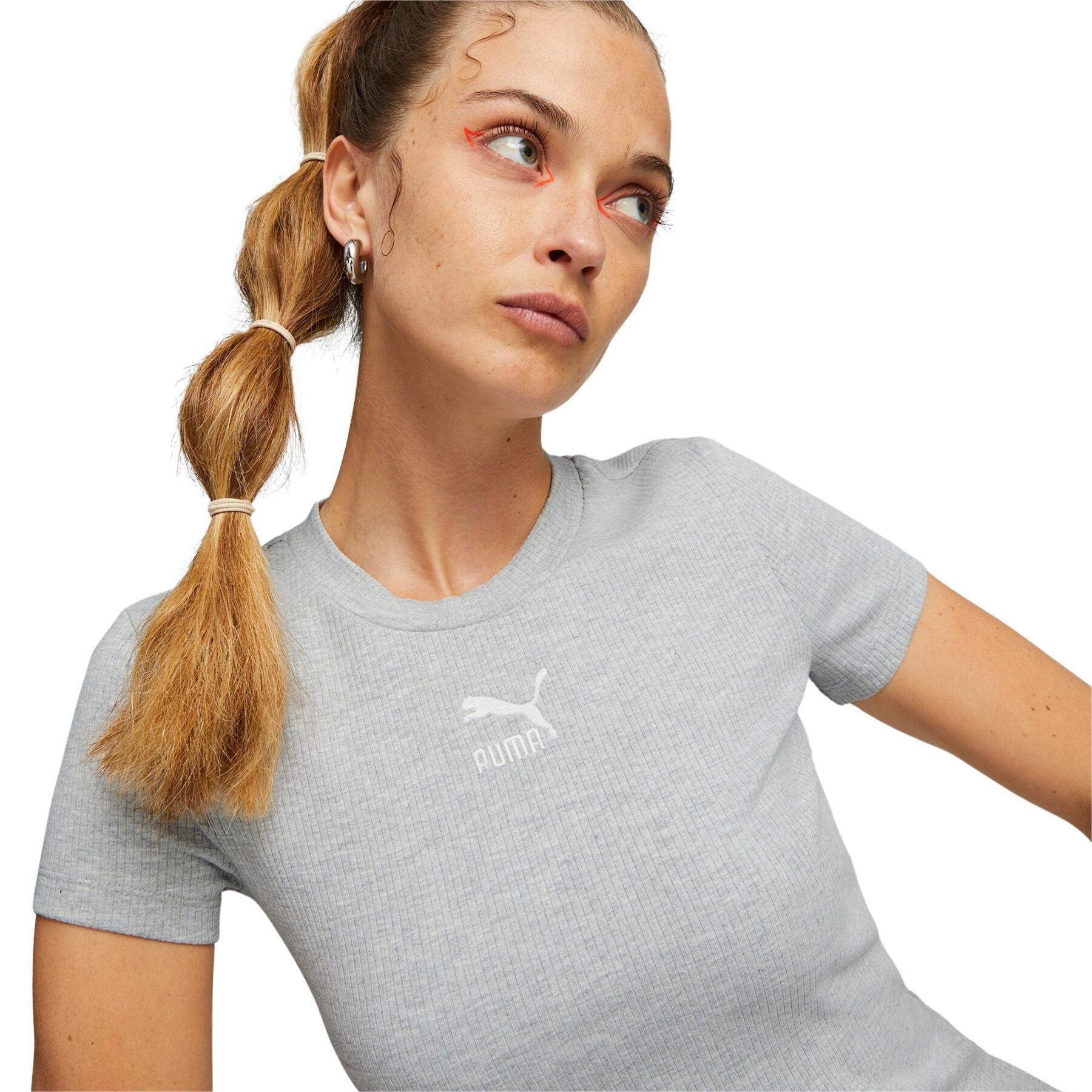 T-shirt donna con taglio classico a coste Puma