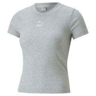 T-shirt donna con taglio classico a coste Puma